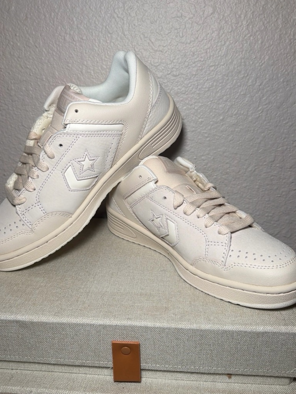 Converse Men's Low-Top Leather Sneakers in Cream